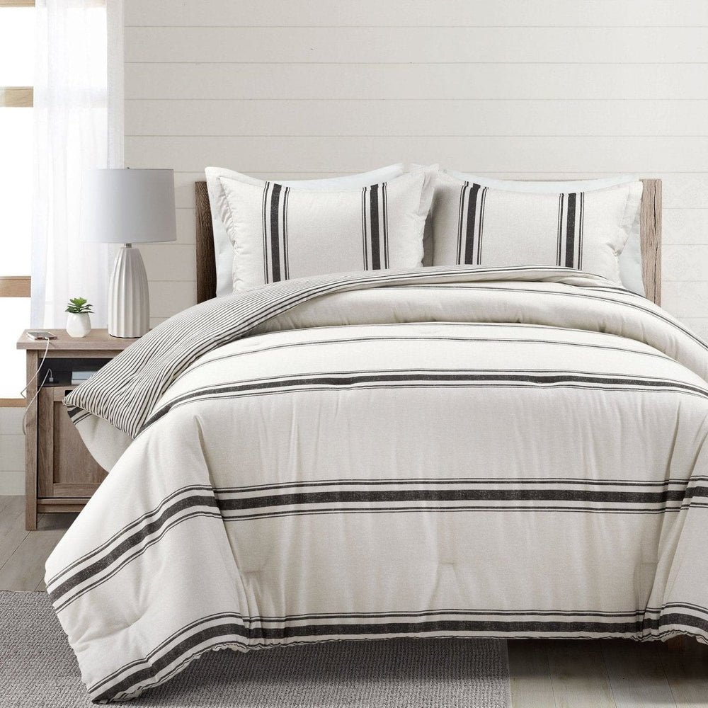 Farmhouse Stripe Reversible Comforter Set - Quahog Bay Bedding