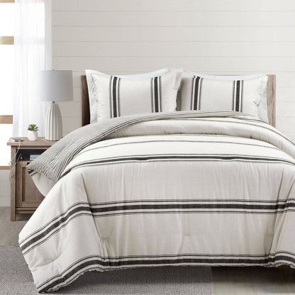 Farmhouse Stripe Reversible Comforter Set - Quahog Bay Bedding