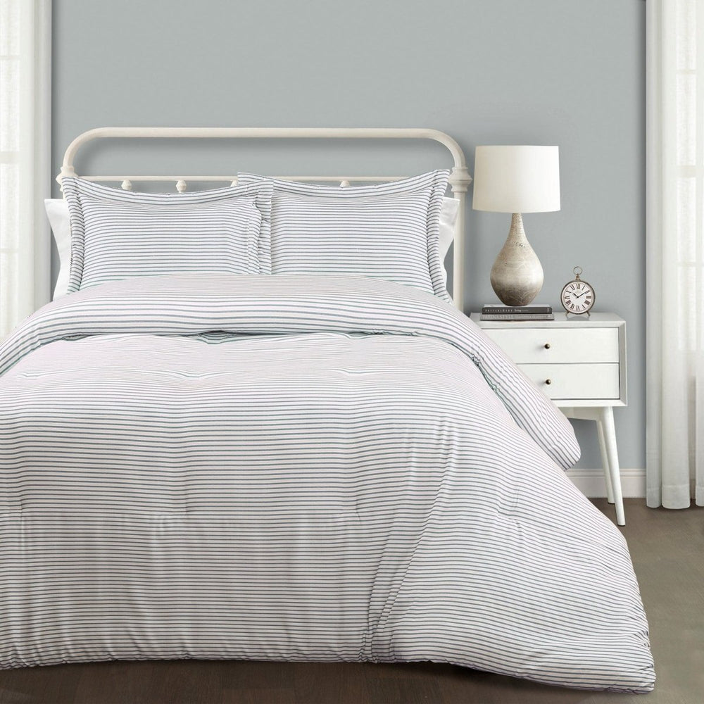 Farmhouse Stripe Reversible Comforter Set - Quahog Bay Bedding