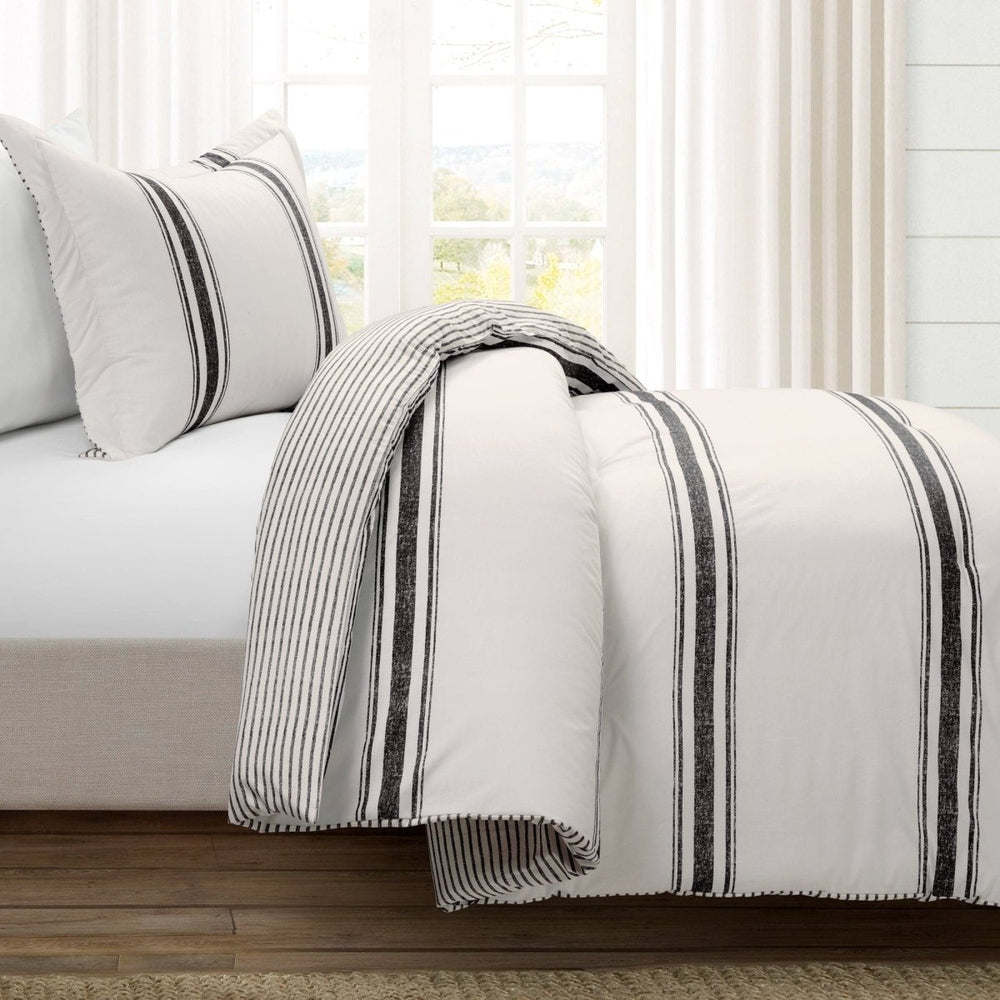 Farmhouse Stripe Reversible Comforter Set - Quahog Bay Bedding