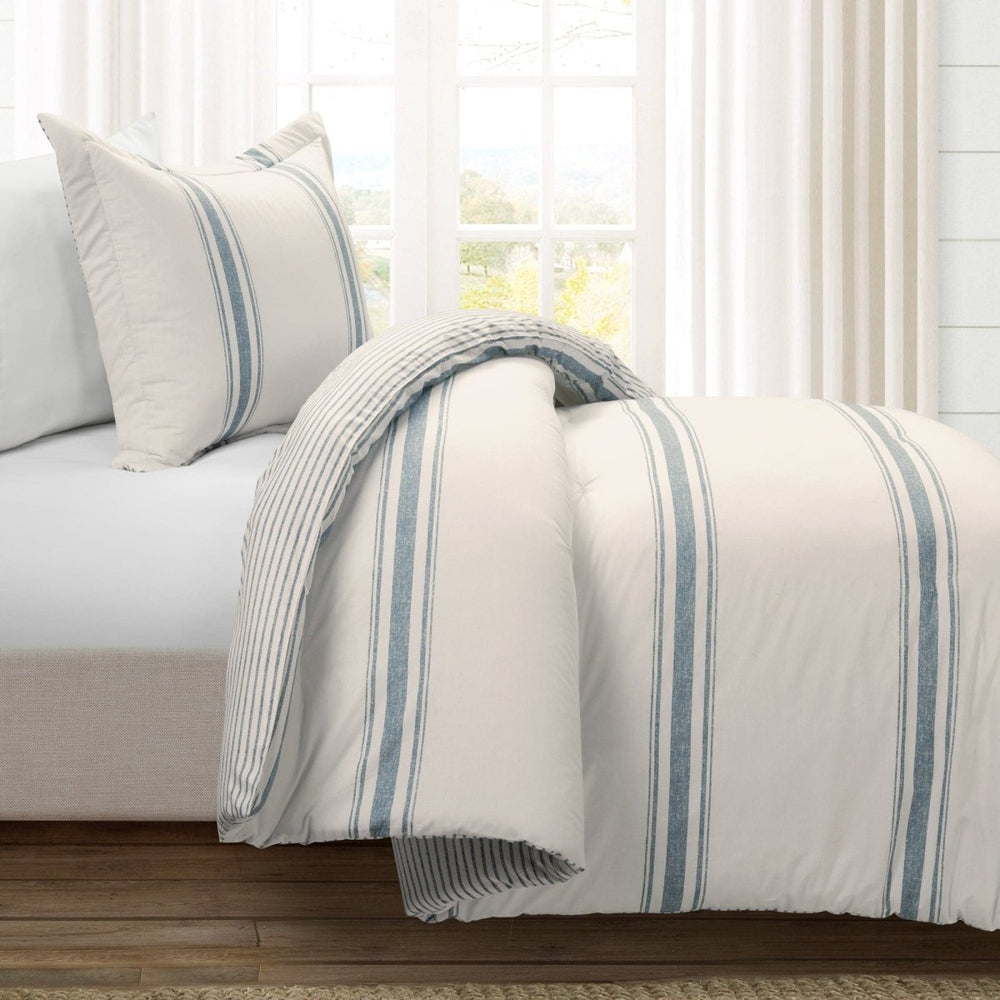 Farmhouse Stripe Reversible Comforter Set - Quahog Bay Bedding