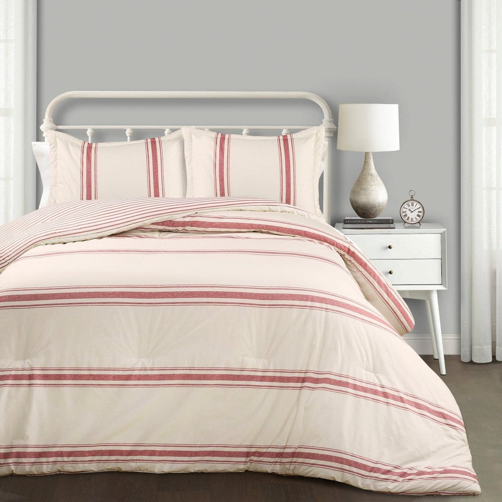 Farmhouse Stripe Reversible Comforter Set - Quahog Bay Bedding
