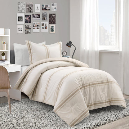 Farmhouse Stripe Reversible Comforter Set - Quahog Bay Bedding