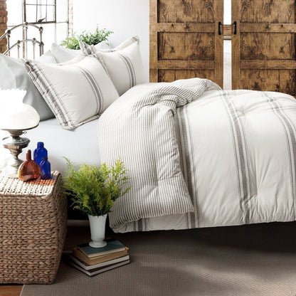 Farmhouse Stripe Reversible Comforter Set - Quahog Bay Bedding