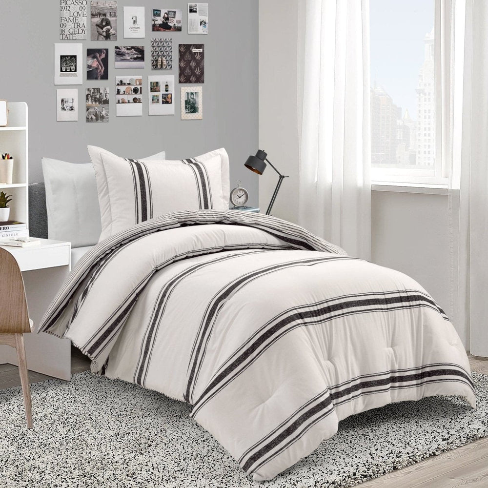 Farmhouse Stripe Reversible Comforter Set - Quahog Bay Bedding