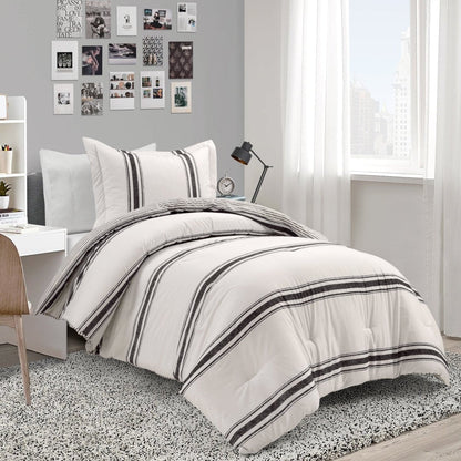 Farmhouse Stripe Reversible Comforter Set - Quahog Bay Bedding