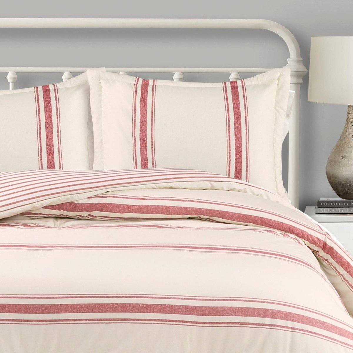 Farmhouse Stripe Reversible Comforter Set - Quahog Bay Bedding