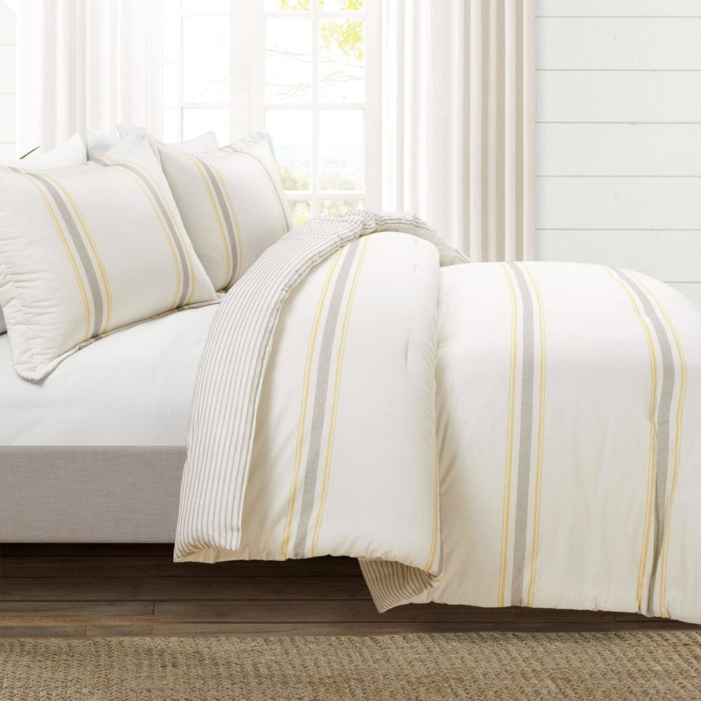 Farmhouse Stripe Reversible Comforter Set - Quahog Bay Bedding
