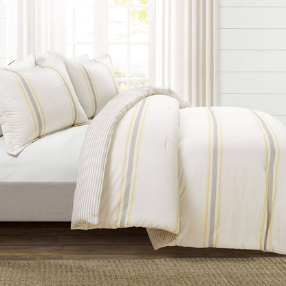 Farmhouse Stripe Reversible Comforter Set - Quahog Bay Bedding