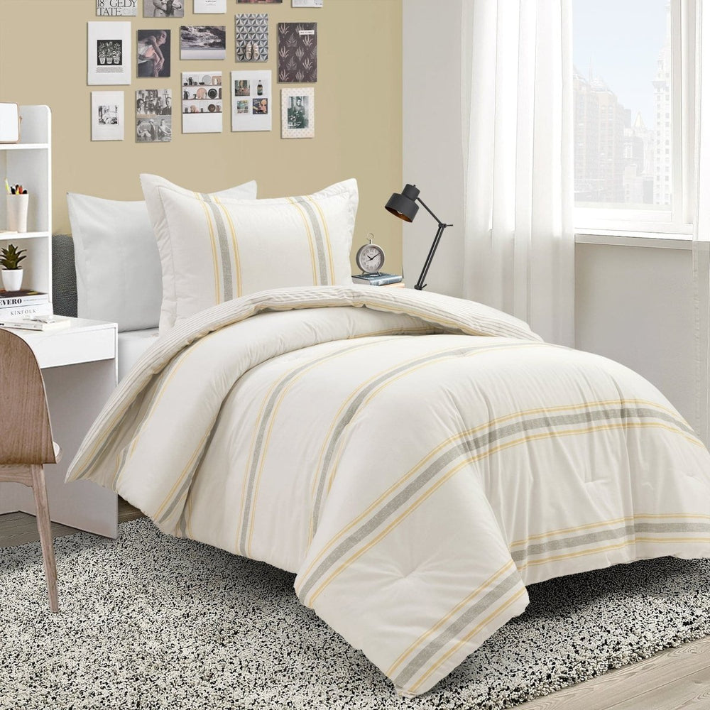 Farmhouse Stripe Reversible Comforter Set - Quahog Bay Bedding