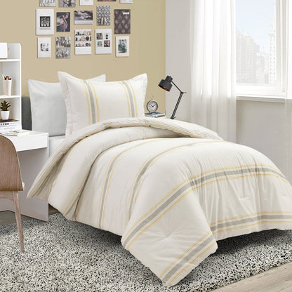 Farmhouse Stripe Reversible Comforter Set - Quahog Bay Bedding
