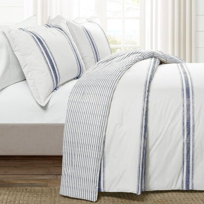 Farmhouse Stripe Reversible Comforter Set - Quahog Bay Bedding