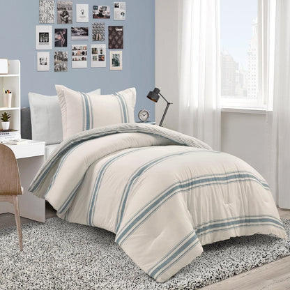 Farmhouse Stripe Reversible Comforter Set - Quahog Bay Bedding
