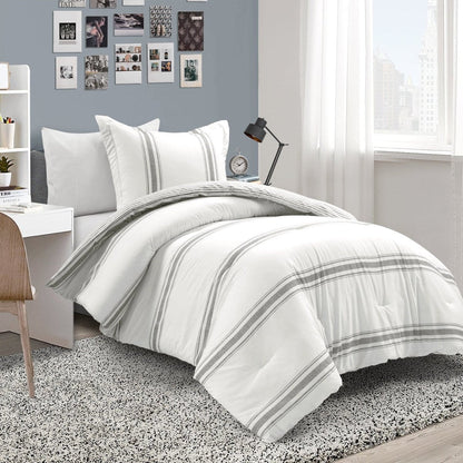 Farmhouse Stripe Reversible Comforter Set - Quahog Bay Bedding