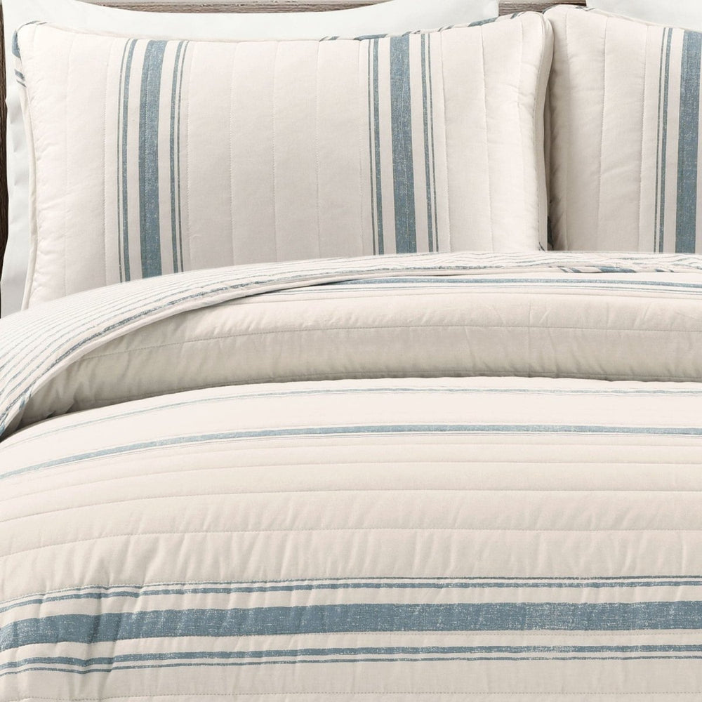Farmhouse Stripe Reversible Cotton Quilt Set - Quahog Bay Bedding
