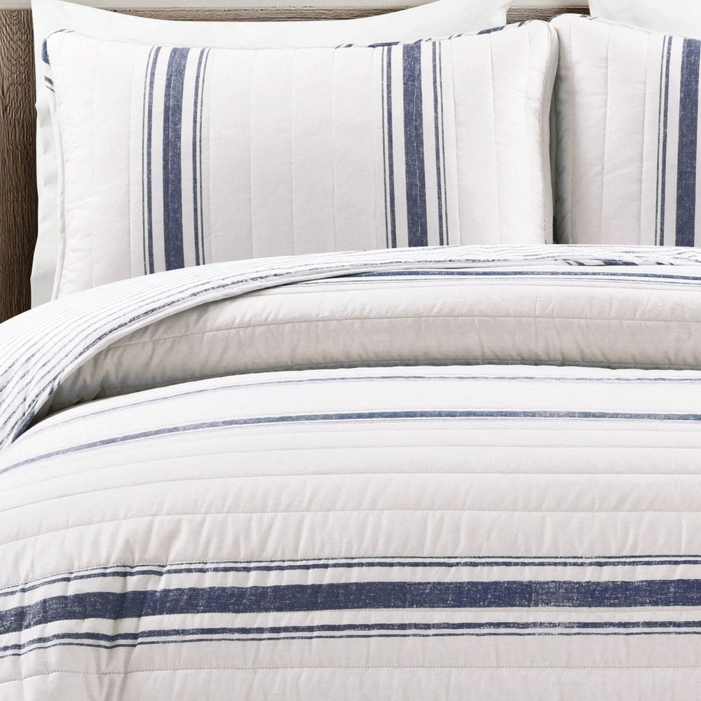 Farmhouse Stripe Reversible Cotton Quilt Set - Quahog Bay Bedding