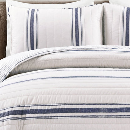 Farmhouse Stripe Reversible Cotton Quilt Set - Quahog Bay Bedding