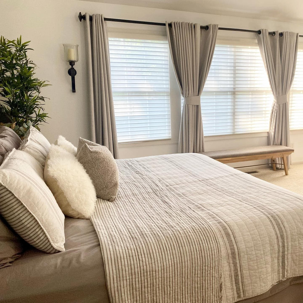 Farmhouse Stripe Reversible Cotton Quilt Set - Quahog Bay Bedding