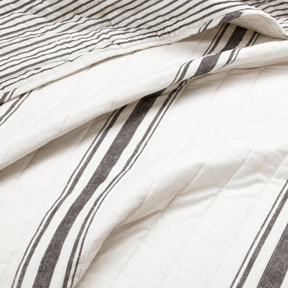 Farmhouse Stripe Reversible Cotton Quilt Set - Quahog Bay Bedding