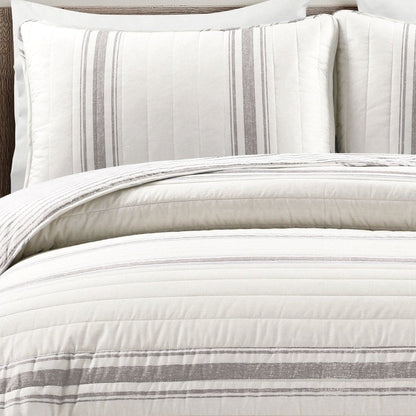 Farmhouse Stripe Reversible Cotton Quilt Set - Quahog Bay Bedding