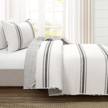Farmhouse Stripe Reversible Cotton Quilt Set - Quahog Bay Bedding