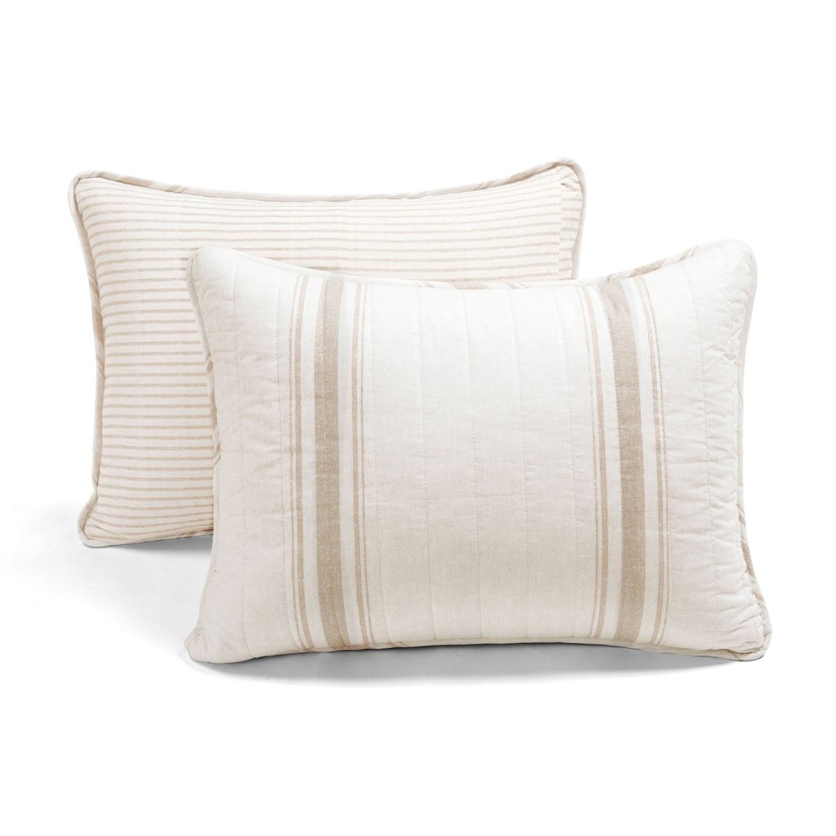 Farmhouse Stripe Reversible Cotton Quilt Set - Quahog Bay Bedding