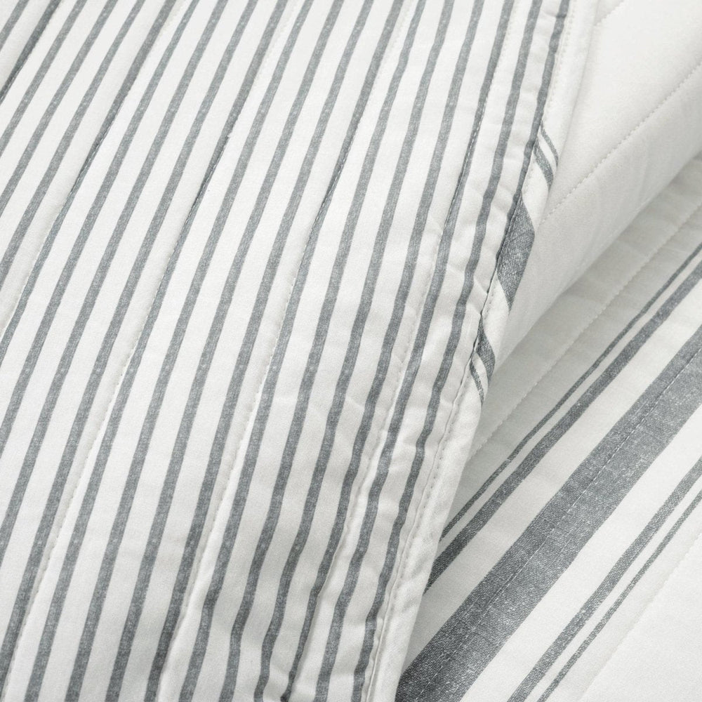 Farmhouse Stripe Reversible Cotton Quilt Set - Quahog Bay Bedding