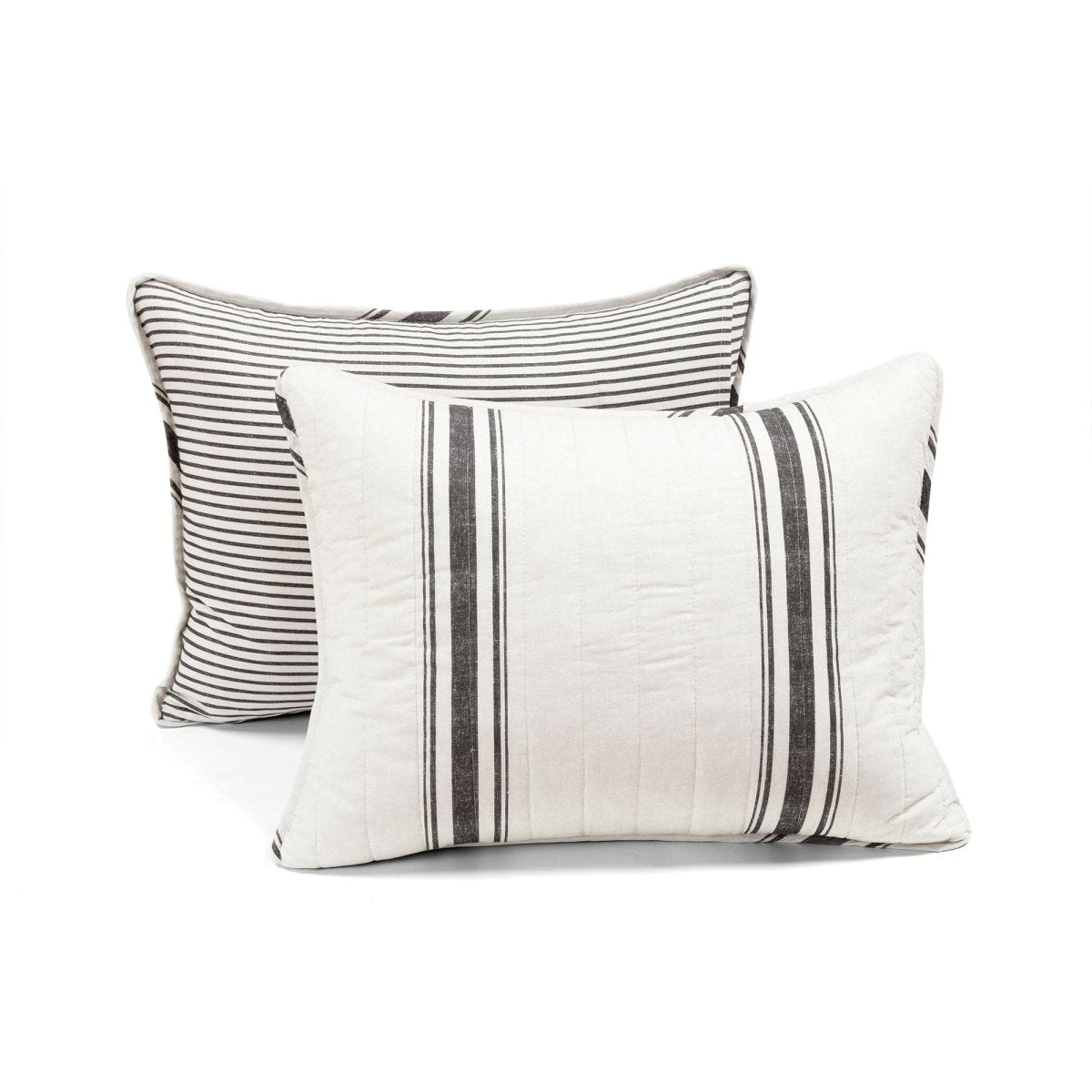 Farmhouse Stripe Reversible Cotton Quilt Set - Quahog Bay Bedding