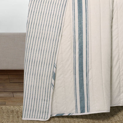 Farmhouse Stripe Reversible Cotton Quilt Set - Quahog Bay Bedding