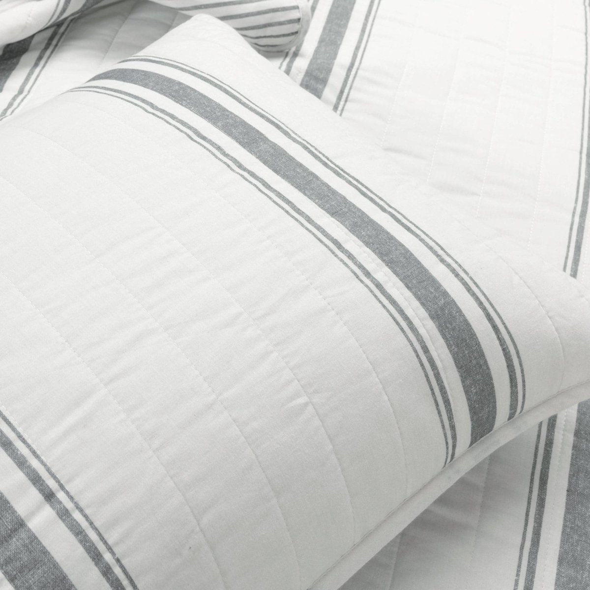 Farmhouse Stripe Reversible Cotton Quilt Set - Quahog Bay Bedding