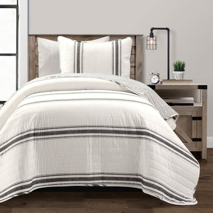 Farmhouse Stripe Reversible Cotton Quilt Set - Quahog Bay Bedding