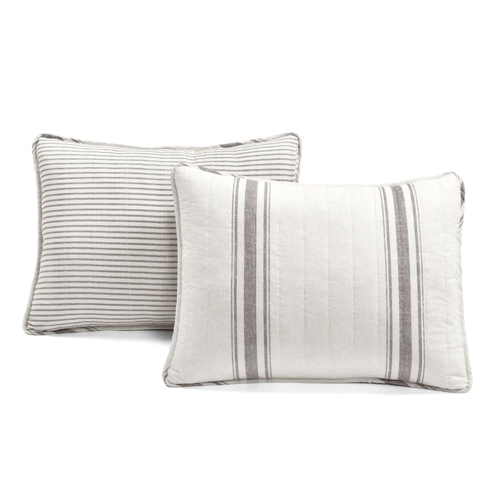 Farmhouse Stripe Reversible Cotton Quilt Set - Quahog Bay Bedding