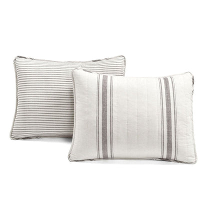 Farmhouse Stripe Reversible Cotton Quilt Set - Quahog Bay Bedding
