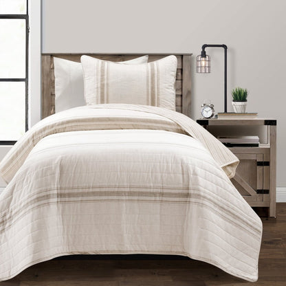 Farmhouse Stripe Reversible Cotton Quilt Set - Quahog Bay Bedding