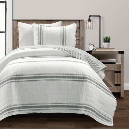 Farmhouse Stripe Reversible Cotton Quilt Set - Quahog Bay Bedding