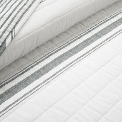 Farmhouse Stripe Reversible Cotton Quilt Set - Quahog Bay Bedding