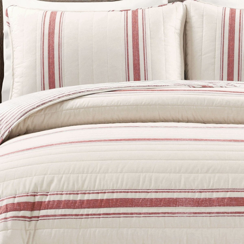 Farmhouse Stripe Reversible Cotton Quilt Set - Quahog Bay Bedding