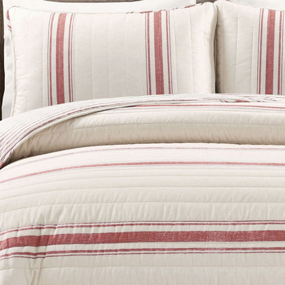 Farmhouse Stripe Reversible Cotton Quilt Set - Quahog Bay Bedding
