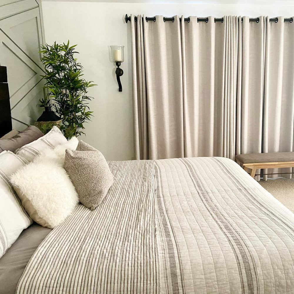 Farmhouse Stripe Reversible Cotton Quilt Set - Quahog Bay Bedding