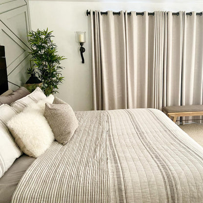 Farmhouse Stripe Reversible Cotton Quilt Set - Quahog Bay Bedding