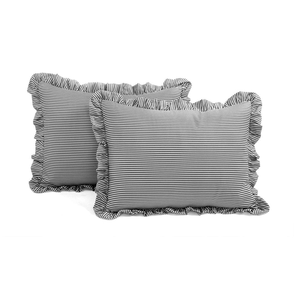Farmhouse Stripe Reyna Ruffle Reversible Comforter 3 Piece Set - Quahog Bay Bedding