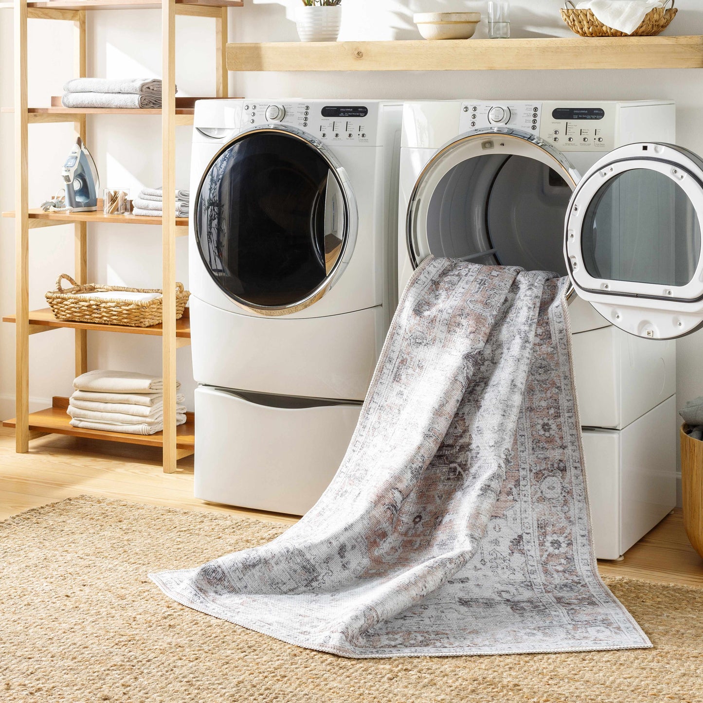Fatih Flat Pile Washable Rug
