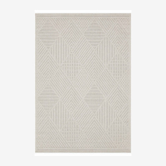 Fava White Machine Woven Rug - Modern, Stain Resistant, Chenille Cotton Rugs, Non-Slip Base - Quahog Bay Bedding