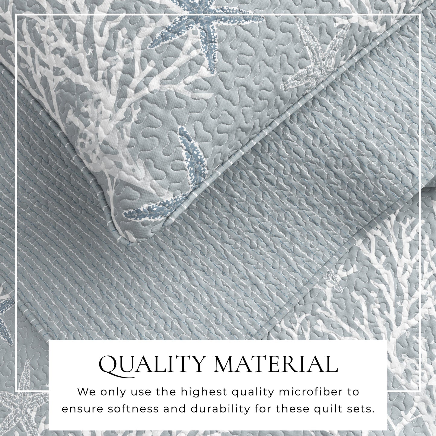 Fenwick Teal Coral Quilt Set - Coastal Quilts - Quahog Bay Bedding