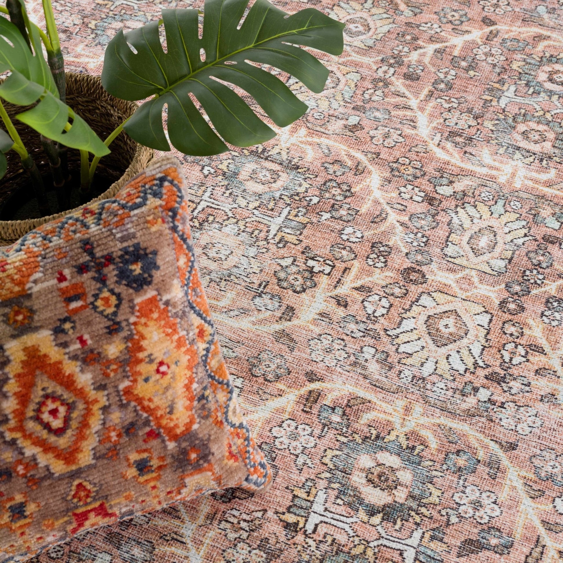 Flat Pile Urpi Red Washable Rug - Clearance - Quahog Bay Bedding