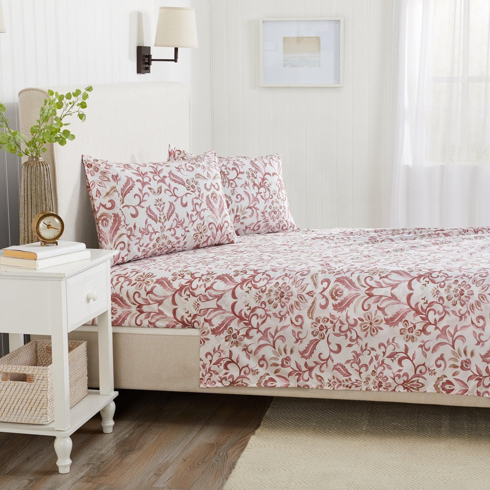 Floral Microfiber Sheet Sets - Delia - Coastal & Floral Themed Bedding - Quahog Bay Bedding