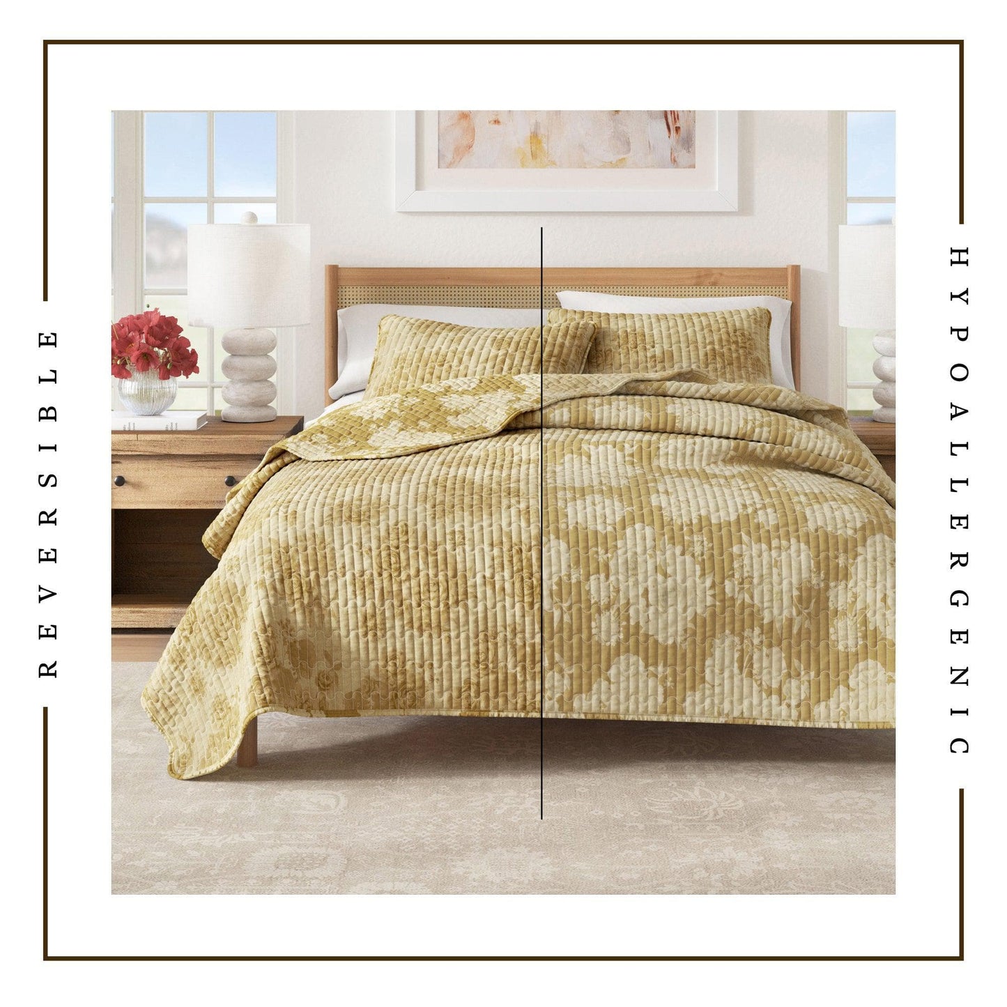 Floral Printed Cotton Quilt Set - Corin Collection - Quahog Bay Bedding