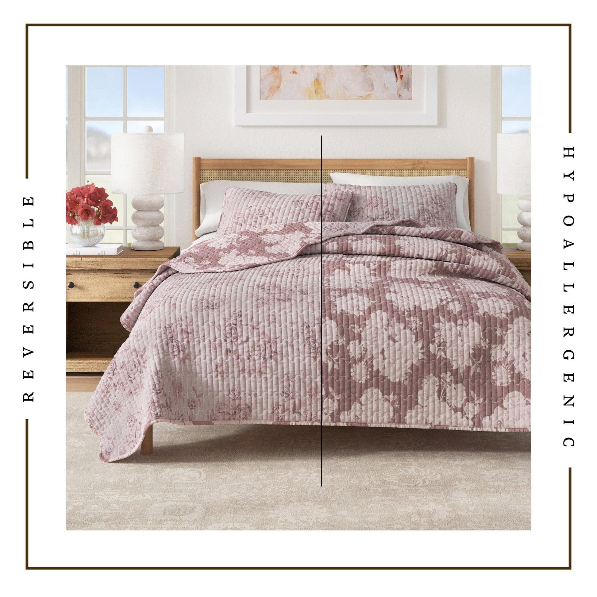 Floral Printed Cotton Quilt Set - Corin Collection - Quahog Bay Bedding