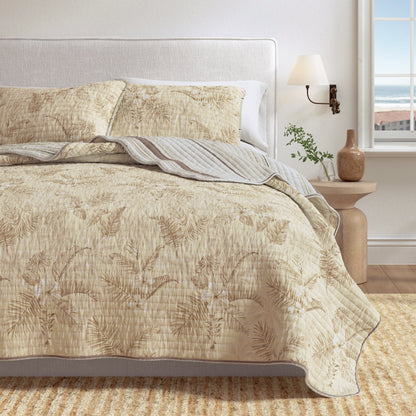 Floral Printed Cotton Quilt Set - Mendocino Collection - Quahog Bay Bedding