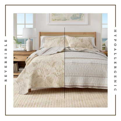 Floral Printed Cotton Quilt Set - Mendocino Collection - Quahog Bay Bedding